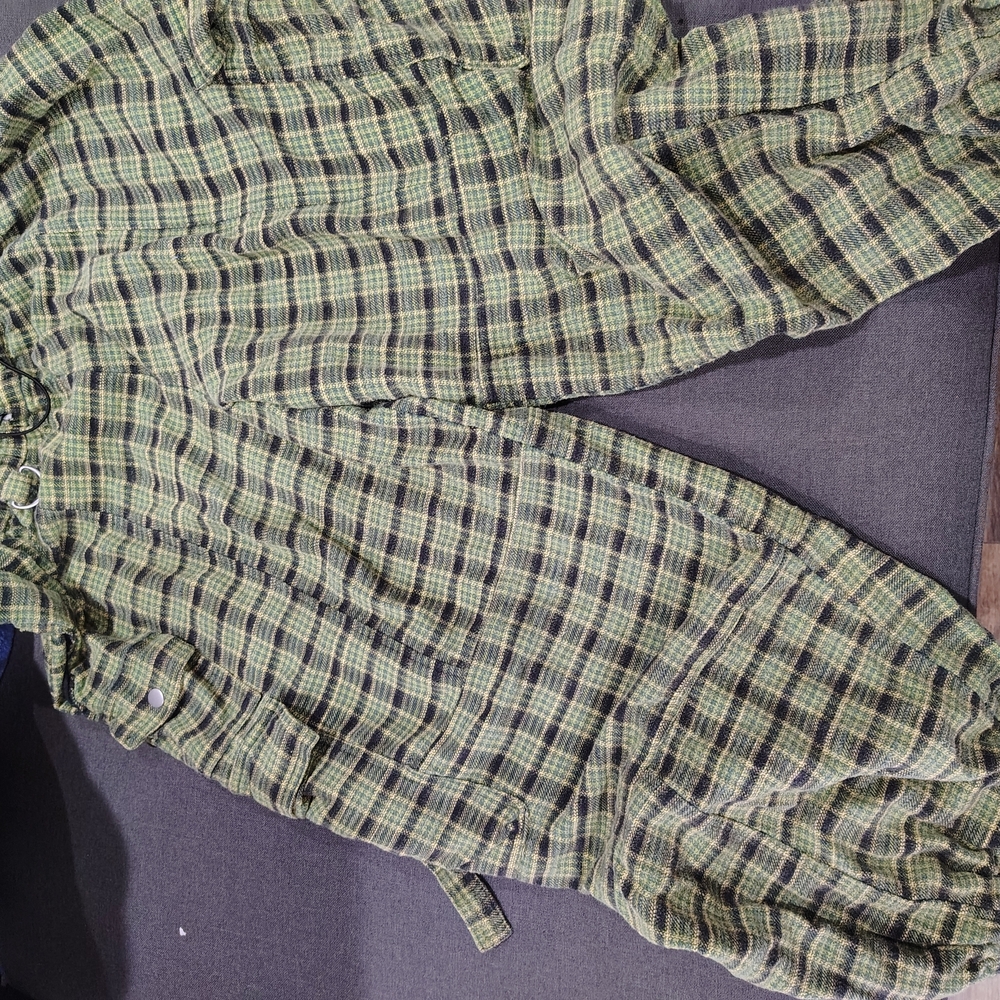 Plaid Green Flannel Cargo Pant sz L